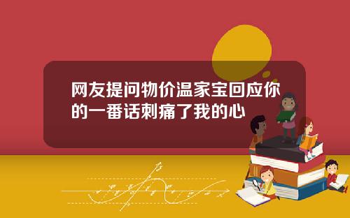 网友提问物价温家宝回应你的一番话刺痛了我的心