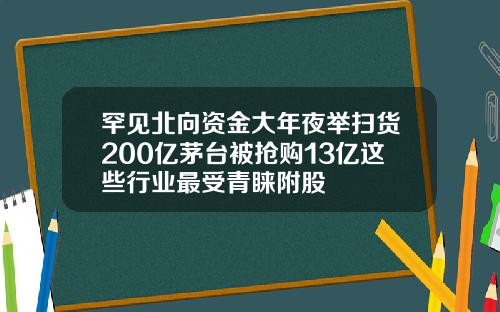 罕见北向资金大年夜举扫货200亿茅台被抢购13亿这些行业最受青睐附股