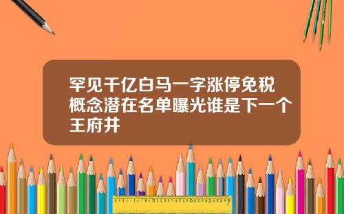 罕见千亿白马一字涨停免税概念潜在名单曝光谁是下一个王府井