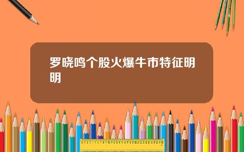 罗晓鸣个股火爆牛市特征明明