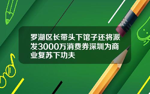 罗湖区长带头下馆子还将派发3000万消费券深圳为商业复苏下功夫