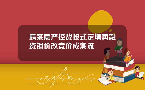 羁系层严控战投式定增再融资锁价改竞价成潮流