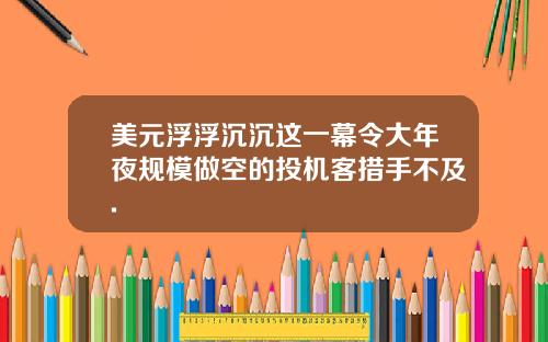 美元浮浮沉沉这一幕令大年夜规模做空的投机客措手不及.