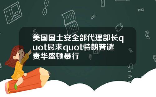 美国国土安全部代理部长quot恳求quot特朗普谴责华盛顿暴行