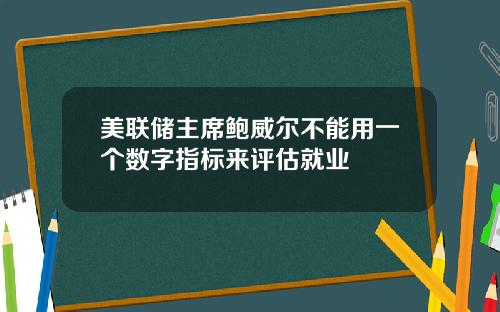 美联储主席鲍威尔不能用一个数字指标来评估就业
