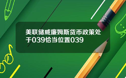 美联储威廉姆斯货币政策处于039恰当位置039