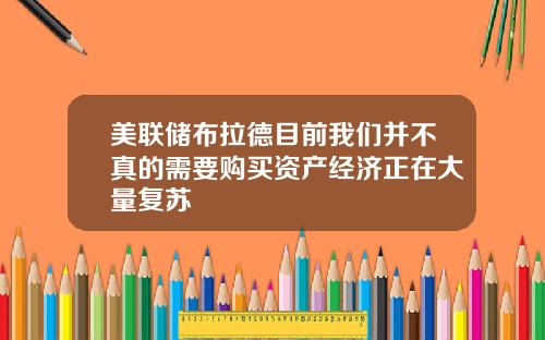 美联储布拉德目前我们并不真的需要购买资产经济正在大量复苏