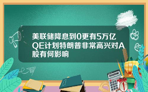 美联储降息到0更有5万亿QE计划特朗普非常高兴对A股有何影响