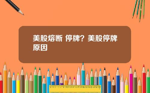 美股熔断 停牌？美股停牌原因