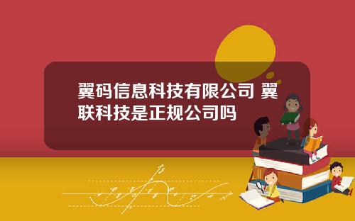 翼码信息科技有限公司 翼联科技是正规公司吗