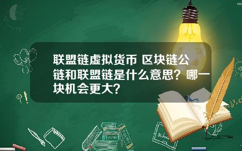 联盟链虚拟货币 区块链公链和联盟链是什么意思？哪一块机会更大？