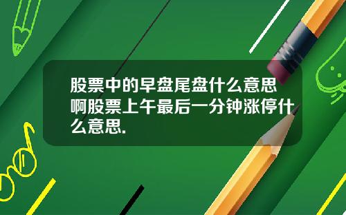 股票中的早盘尾盘什么意思啊股票上午最后一分钟涨停什么意思.