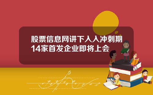 股票信息网讲下入入冲刺期14家首发企业即将上会