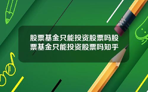 股票基金只能投资股票吗股票基金只能投资股票吗知乎