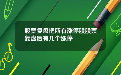 股票复盘把所有涨停股股票复盘后有几个涨停