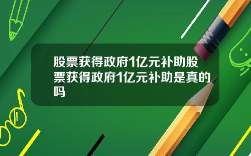股票获得政府1亿元补助股票获得政府1亿元补助是真的吗