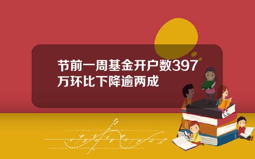 节前一周基金开户数397万环比下降逾两成