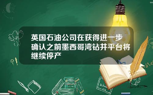 英国石油公司在获得进一步确认之前墨西哥湾钻井平台将继续停产