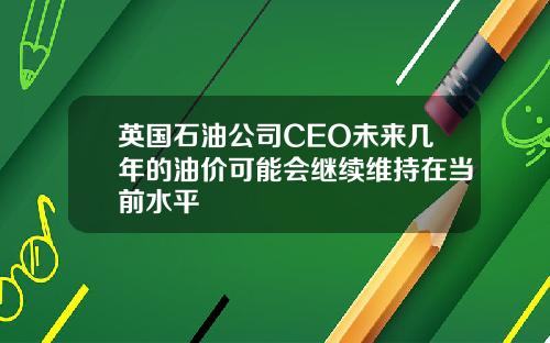英国石油公司CEO未来几年的油价可能会继续维持在当前水平