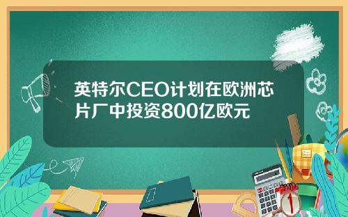 英特尔CEO计划在欧洲芯片厂中投资800亿欧元
