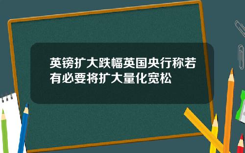 英镑扩大跌幅英国央行称若有必要将扩大量化宽松