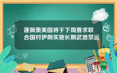 蓬佩奥美国将于下周要求联合国对伊朗实施长期武器禁运