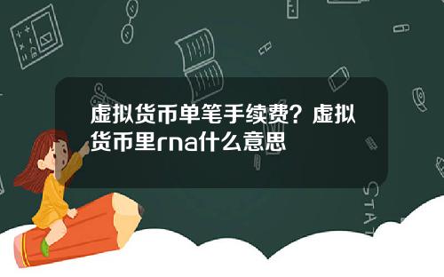 虚拟货币单笔手续费？虚拟货币里rna什么意思