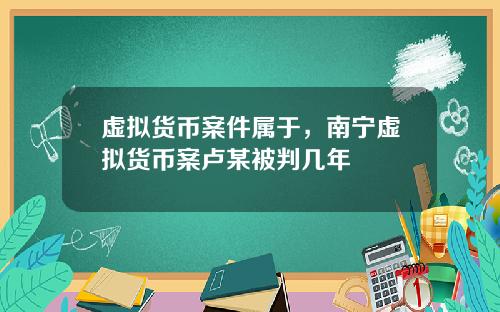 虚拟货币案件属于，南宁虚拟货币案卢某被判几年