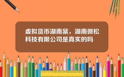 虚拟货币湖南案，湖南微松科技有限公司是真实的吗