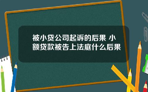 被小贷公司起诉的后果 小额贷款被告上法庭什么后果