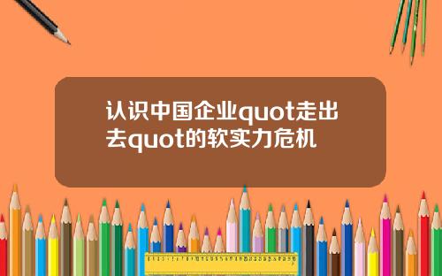 认识中国企业quot走出去quot的软实力危机