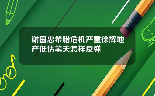 谢国忠希腊危机严重徐辉地产低估笔夫怎样反弹