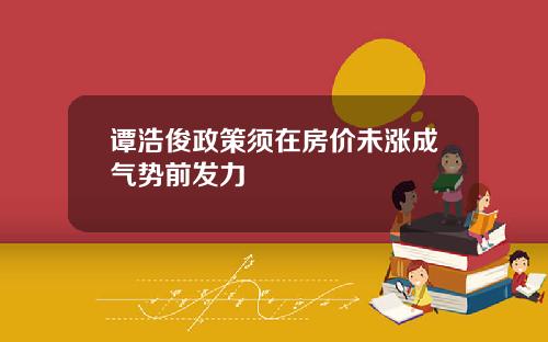 谭浩俊政策须在房价未涨成气势前发力