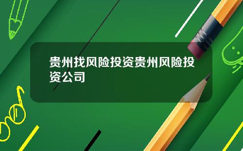 贵州找风险投资贵州风险投资公司