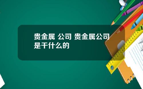 贵金属 公司 贵金属公司是干什么的