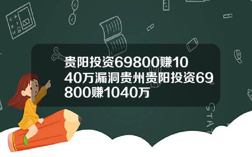 贵阳投资69800赚1040万漏洞贵州贵阳投资69800赚1040万