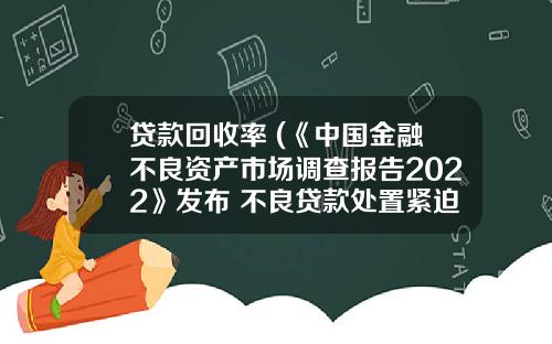 贷款回收率 (《中国金融不良资产市场调查报告2022》发布 不良贷款处置紧迫性加强)_1