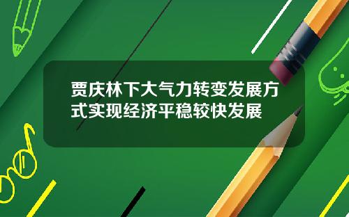 贾庆林下大气力转变发展方式实现经济平稳较快发展