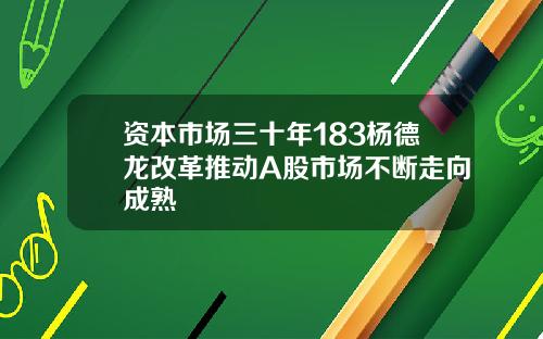 资本市场三十年183杨德龙改革推动A股市场不断走向成熟