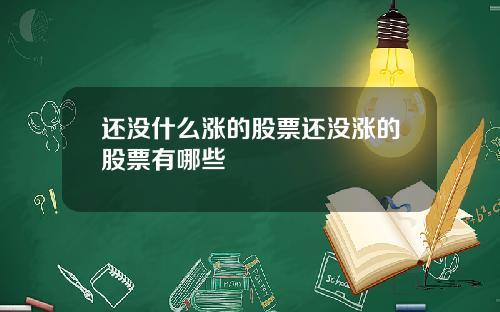 还没什么涨的股票还没涨的股票有哪些