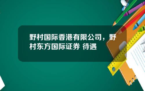 野村国际香港有限公司，野村东方国际证券 待遇