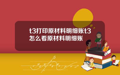 t3打印原材料明细账t3怎么看原材料明细账