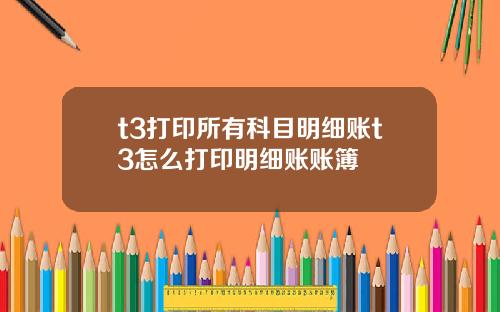 t3打印所有科目明细账t3怎么打印明细账账簿