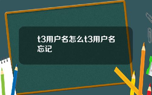 t3用户名怎么t3用户名忘记
