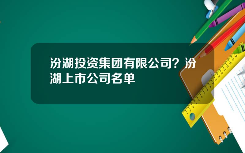 汾湖投资集团有限公司？汾湖上市公司名单