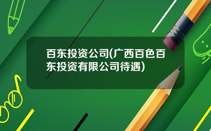 百东投资公司(广西百色百东投资有限公司待遇)