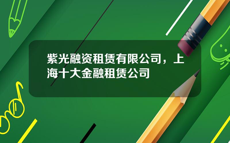 紫光融资租赁有限公司，上海十大金融租赁公司