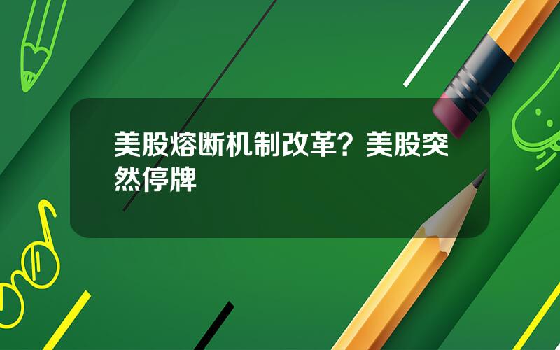 美股熔断机制改革？美股突然停牌