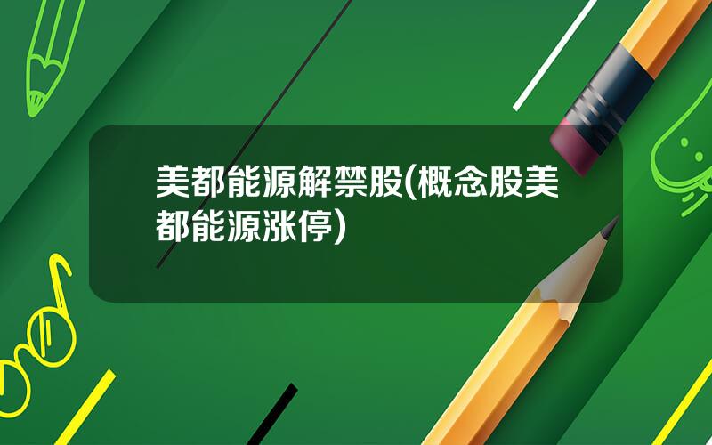 美都能源解禁股(概念股美都能源涨停)