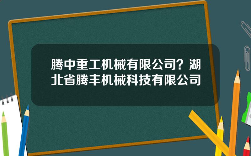 腾中重工机械有限公司？湖北省腾丰机械科技有限公司